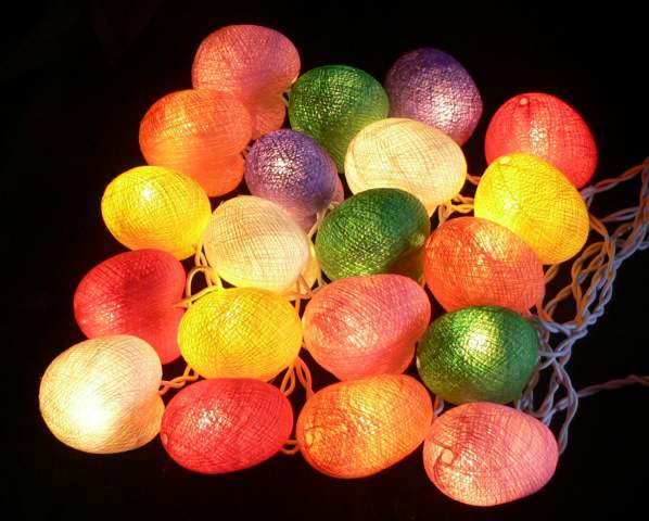 Multicoloured Cotton Ball Style - fairy lights